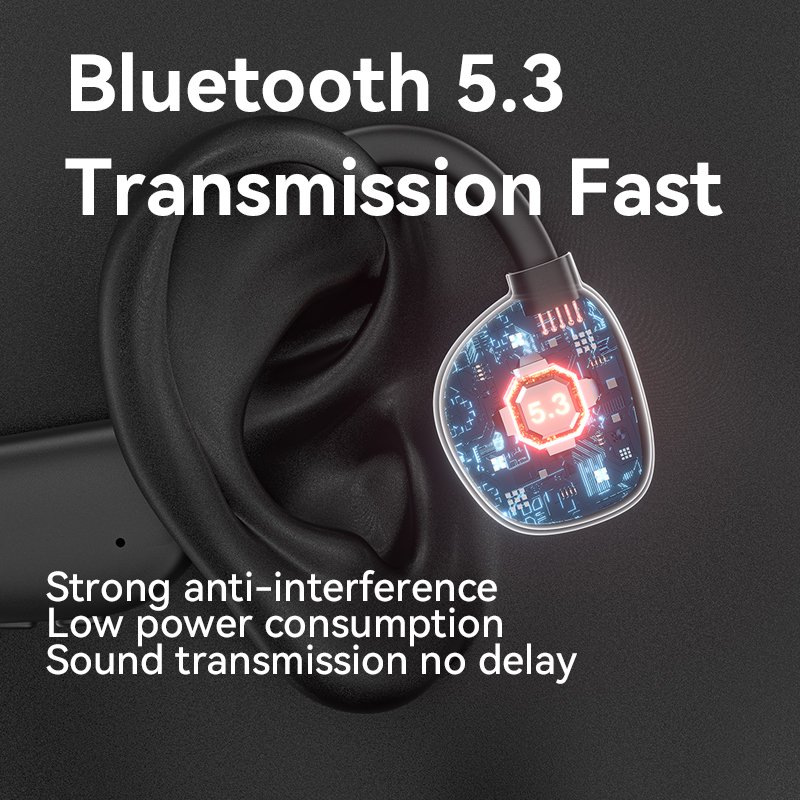 Casti sport wireless BonePhones cu conductie osoasa prin vibratii, Bluetooth 5.3 cu microfon incorporat, memorie interna 8Gb, IPX8 impermeabil pentru inot, alergare, ciclism, Portocali - foto 5