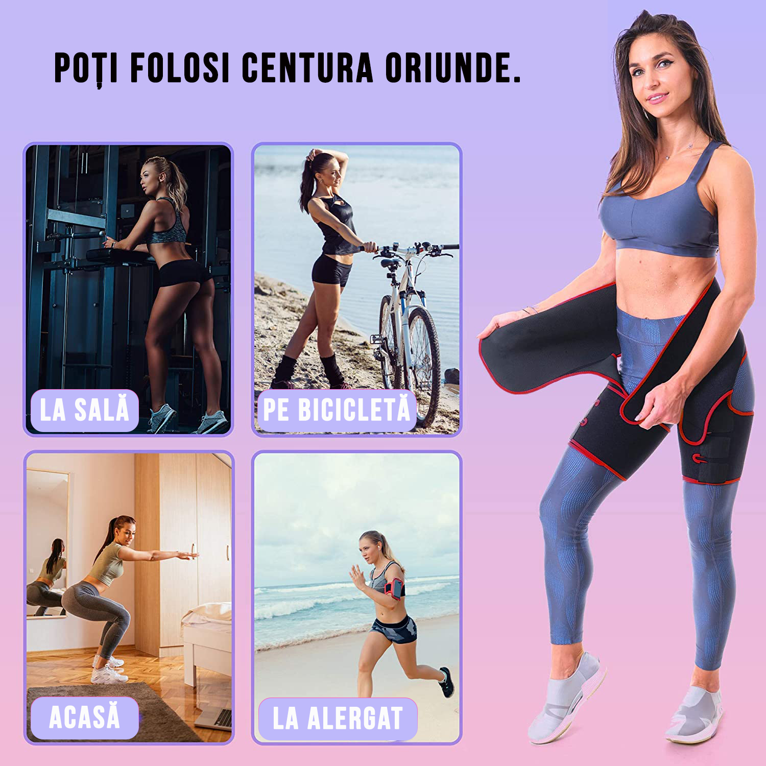 Centura pentru slabit, fitness si modelarea taliei, 3 in 1, neopren, Negru/Rosu, marime L/XL - foto 6