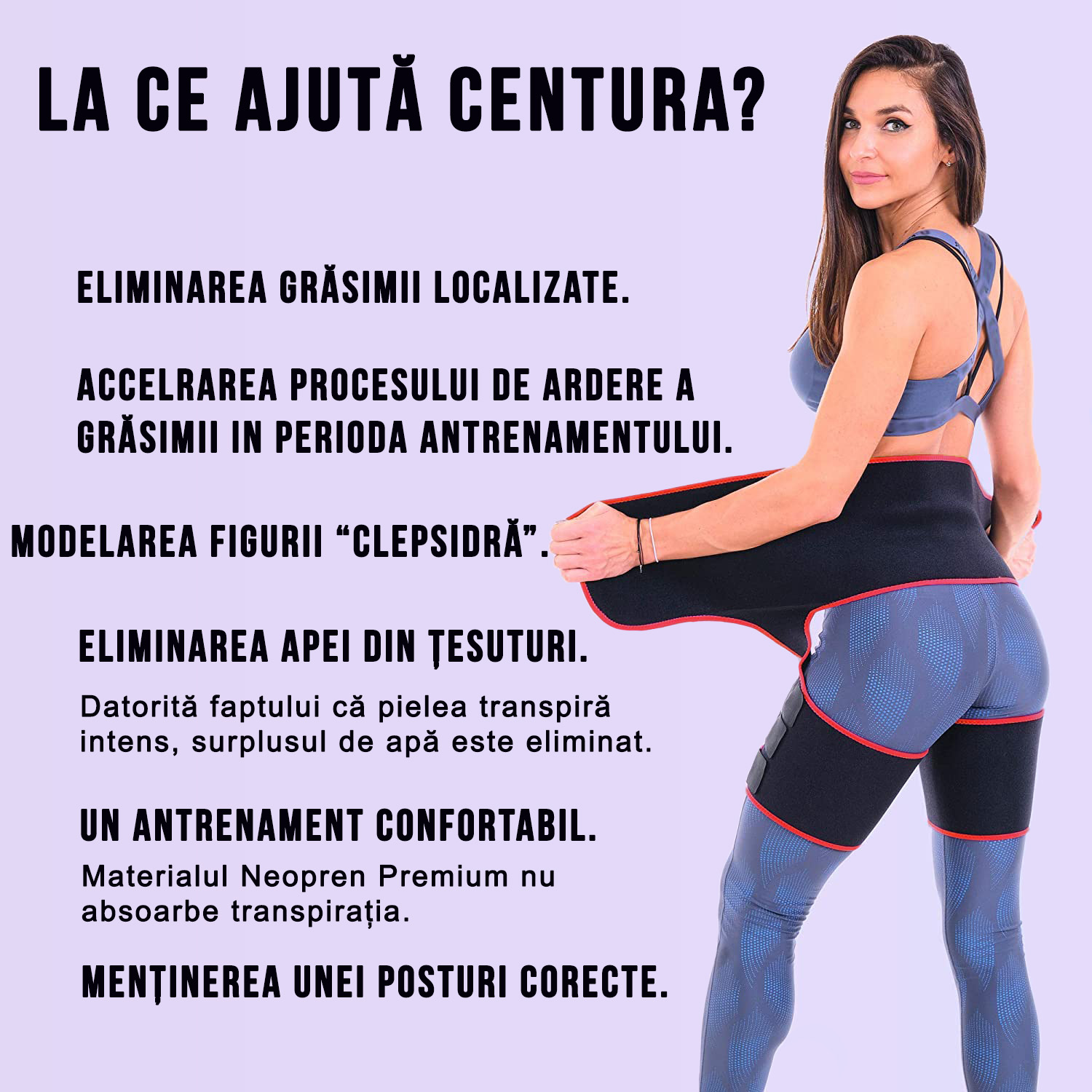 Centura pentru slabit, fitness si modelarea taliei, 3 in 1, neopren, Negru/Rosu, marime L/XL - foto 8