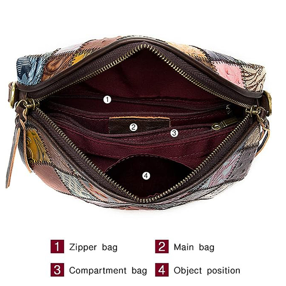 Geanta Dama Fashion din piele naturala, Cusaturi in relief, Calitate superioara, Multicolor - foto 10