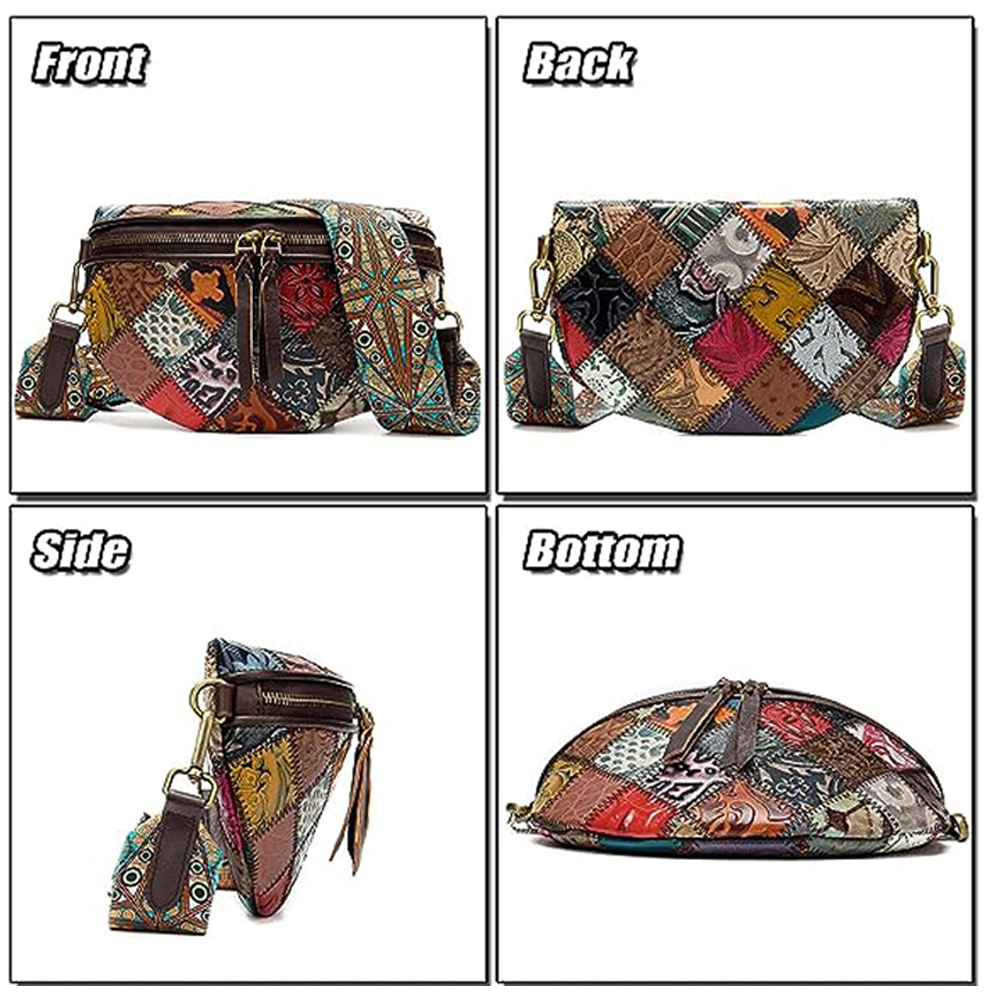 Geanta Dama Fashion din piele naturala, Cusaturi in relief, Calitate superioara, Multicolor - foto 11