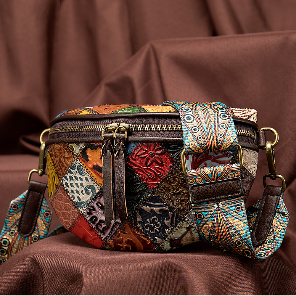 Geanta Dama Fashion din piele naturala, Cusaturi in relief, Calitate superioara, Multicolor - foto 6
