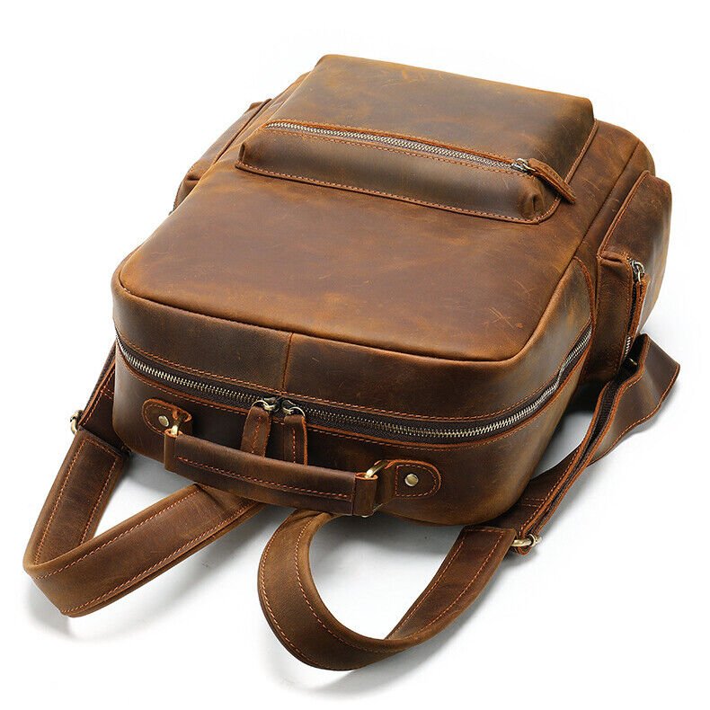 Geanta din Piele Naturala 100% Cowhide Neonaturals, Crazy Horse Handmade, travel, casual, catarame de alama – Culoare Maro - foto 5