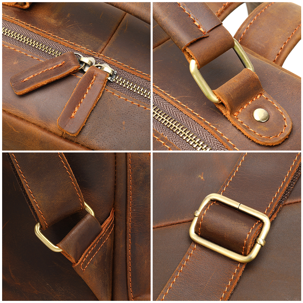 Geanta din Piele Naturala 100% Cowhide Neonaturals, Crazy Horse Handmade, travel, casual, catarame de alama – Culoare Maro - foto 7