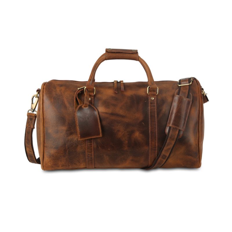 Geanta din Piele Naturala 100%, Handmade Duffle Bag, pentru sala, travel, office, casual cu catarame de alama - foto 1