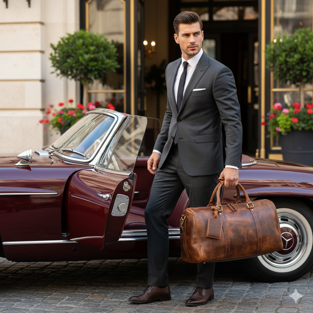 Geanta din Piele Naturala 100%, Handmade Duffle Bag, pentru sala, travel, office, casual cu catarame de alama - foto 2