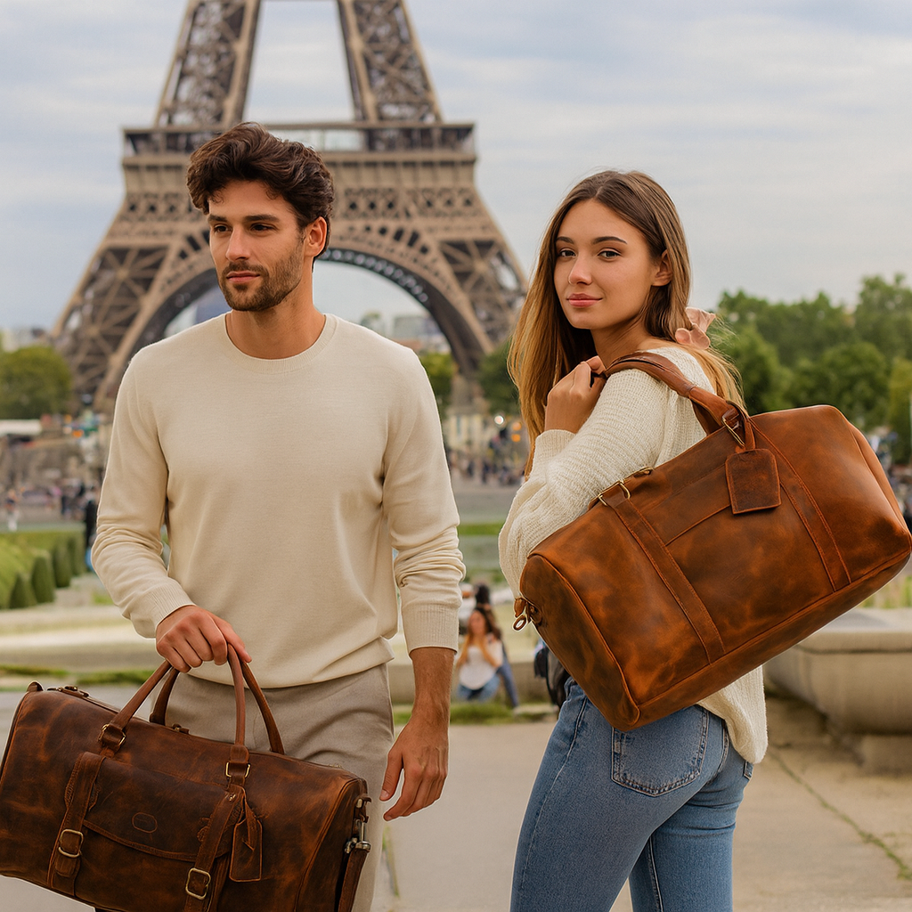 Geanta din Piele Naturala 100%, Handmade Duffle Bag, pentru sala, travel, office, casual cu catarame de alama - foto 8