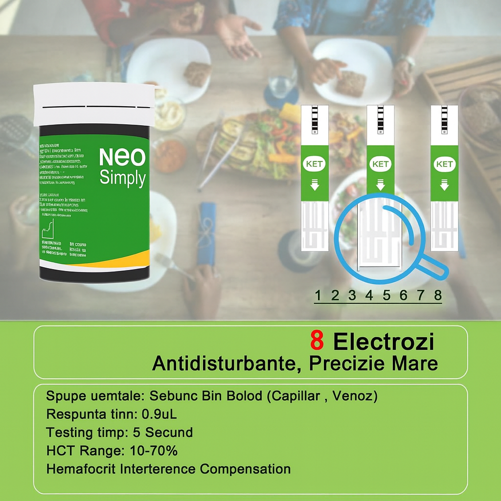 Kit glucometru 4 in 1, monitorizarea cetonelor din sange, glicemiei, hemoglobiei si a acidului uric, ideal pentru sustinerea dietei Keto - foto 6
