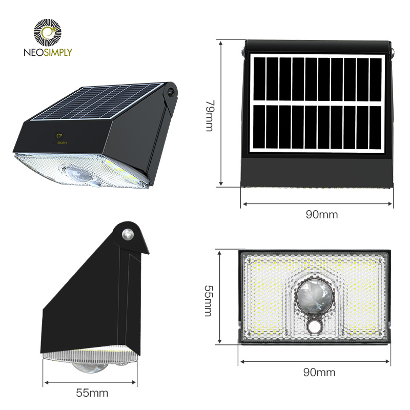 Lampa Solara De Exterior LED, 1000 Lumens, 10W, 20 led-uri, IP65, cu senzor de proximitate si 3 moduri smart de operare, Negru Fumuriu - foto 12
