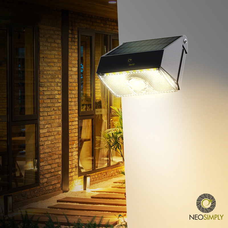 Lampa Solara De Exterior LED, 1000 Lumens, 10W, 20 led-uri, IP65, cu senzor de proximitate si 3 moduri smart de operare, Negru Fumuriu - foto 5