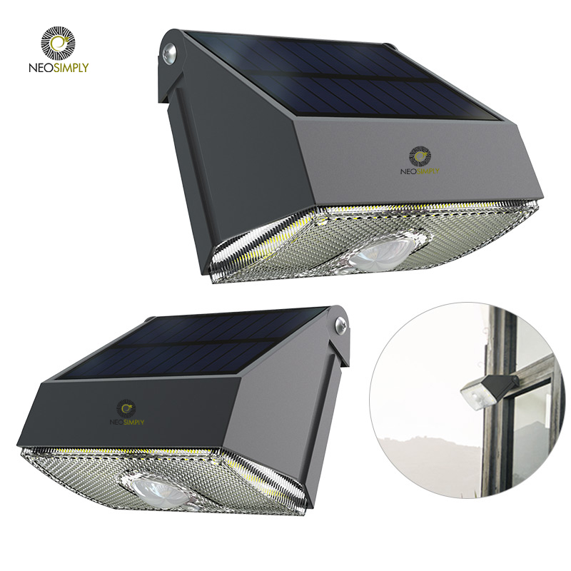 Lampa Solara De Exterior LED, 1000 Lumens, 10W, 20 led-uri, IP65, cu senzor de proximitate si 3 moduri smart de operare, Negru Fumuriu - foto 7
