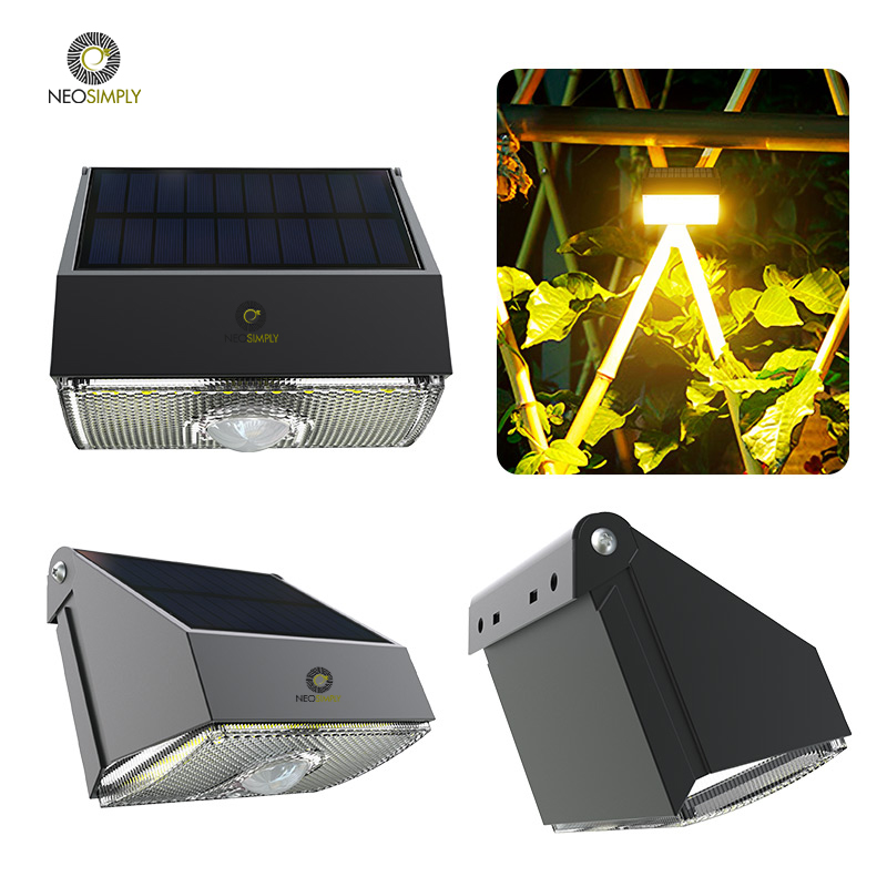 Lampa Solara De Exterior LED, 1000 Lumens, 10W, 20 led-uri, IP65, cu senzor de proximitate si 3 moduri smart de operare, Negru Fumuriu - foto 8