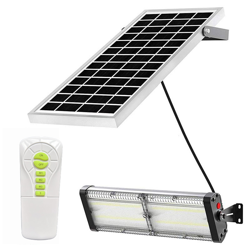 Lampa Solara De Exterior LED, ©, 6000 Lumens, Echivalent 600W incandescent, 60 led-uri, IP65, cu 3 moduri smart de operare, telecomanda si panou solar detasat prin cablu (4m) – Dual Color Temp 3000 K & 5700 K - foto 13