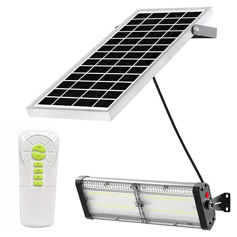 Lampa Solara De Exterior LED, ©, 6000 Lumens, Echivalent 600W incandescent, 60 led-uri, IP65, cu 3 moduri smart de operare, telecomanda si panou solar detasat prin cablu (4m) – Dual Color Temp 3000 K & 5700 K - foto 2