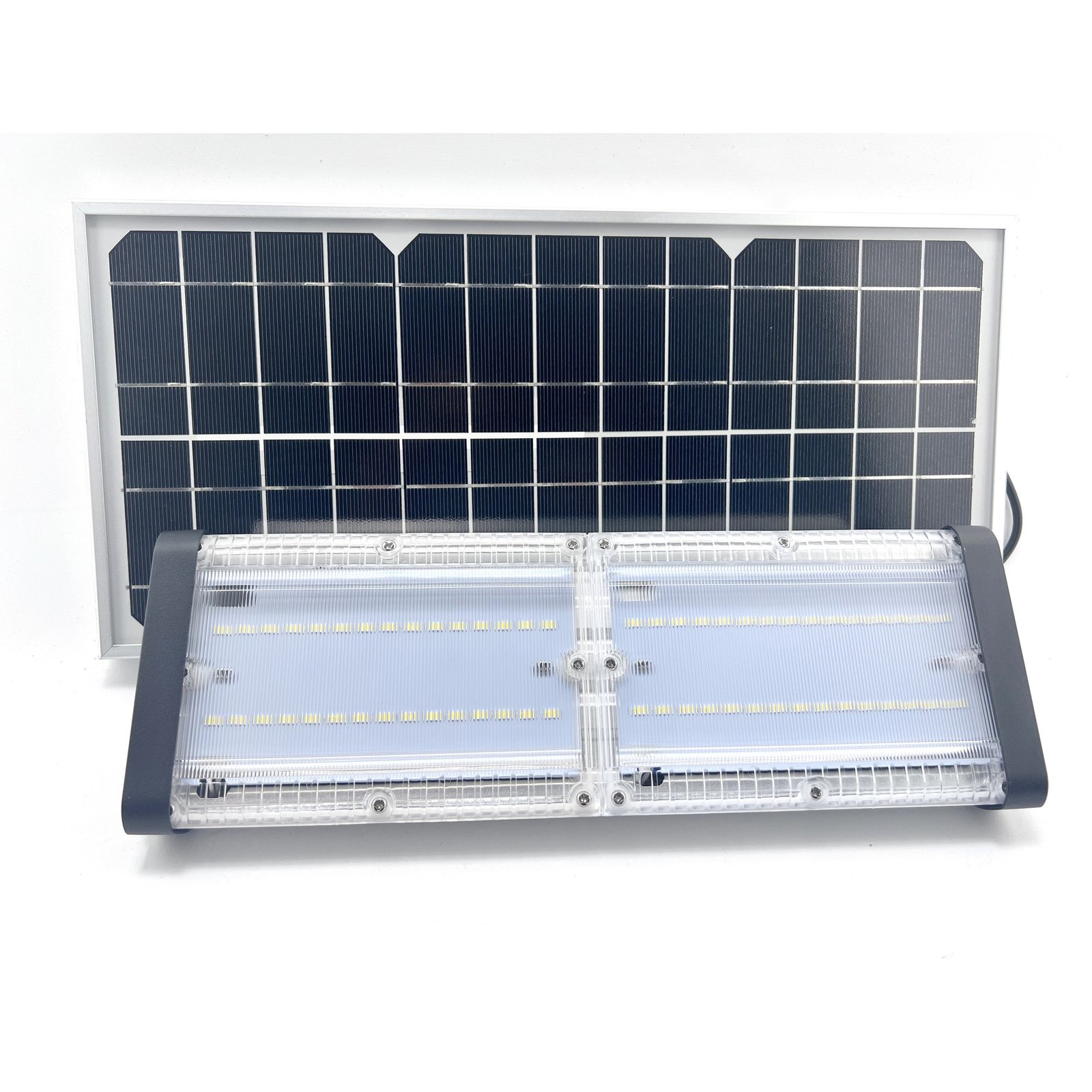 Lampa Solara De Exterior LED, ©, 6000 Lumens, Echivalent 600W incandescent, 60 led-uri, IP65, cu 3 moduri smart de operare, telecomanda si panou solar detasat prin cablu (4m) – Dual Color Temp 3000 K & 5700 K - foto 4