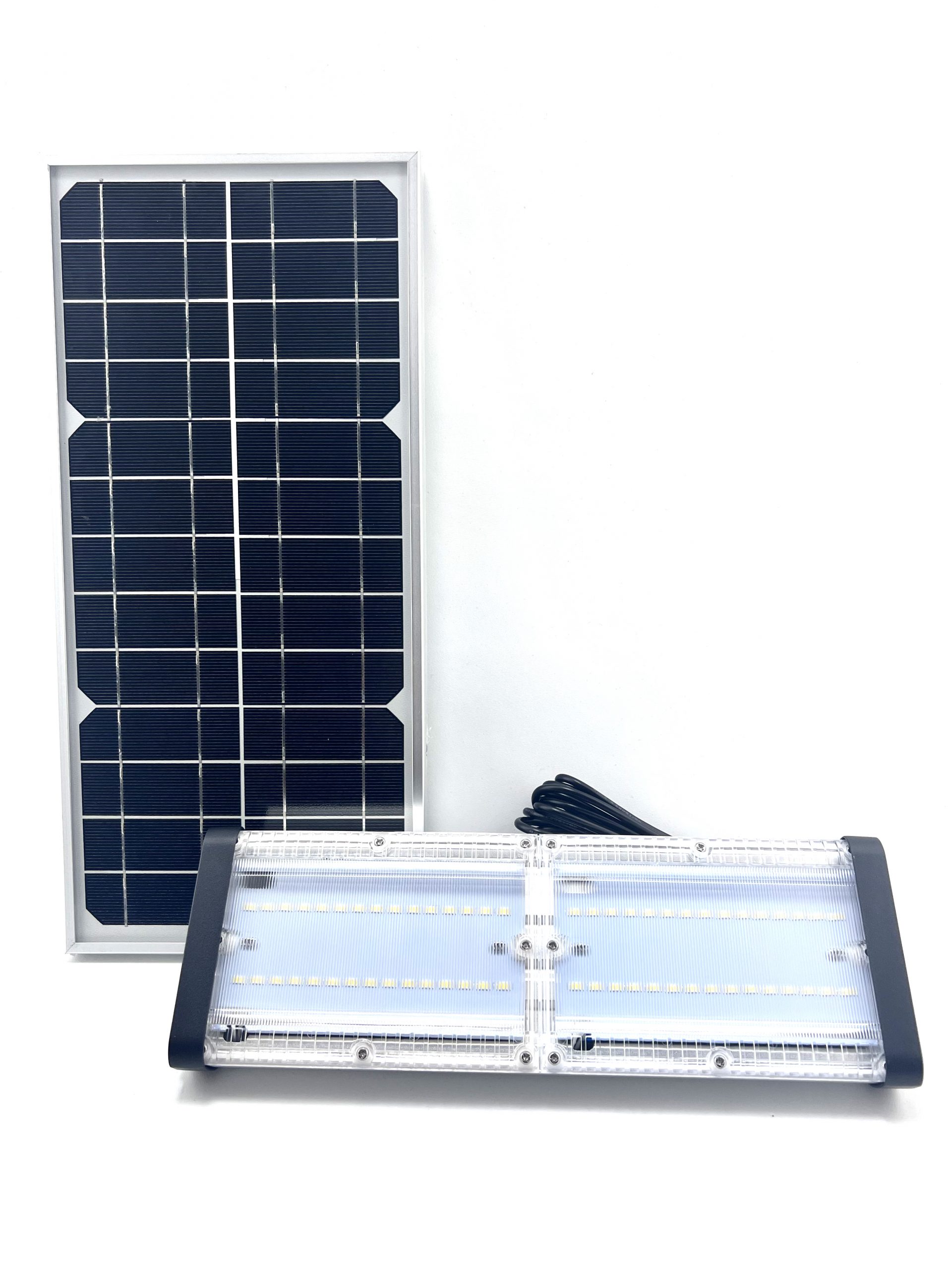 Lampa Solara De Exterior LED, ©, 6000 Lumens, Echivalent 600W incandescent, 60 led-uri, IP65, cu 3 moduri smart de operare, telecomanda si panou solar detasat prin cablu (4m) – Dual Color Temp 3000 K & 5700 K - foto 7