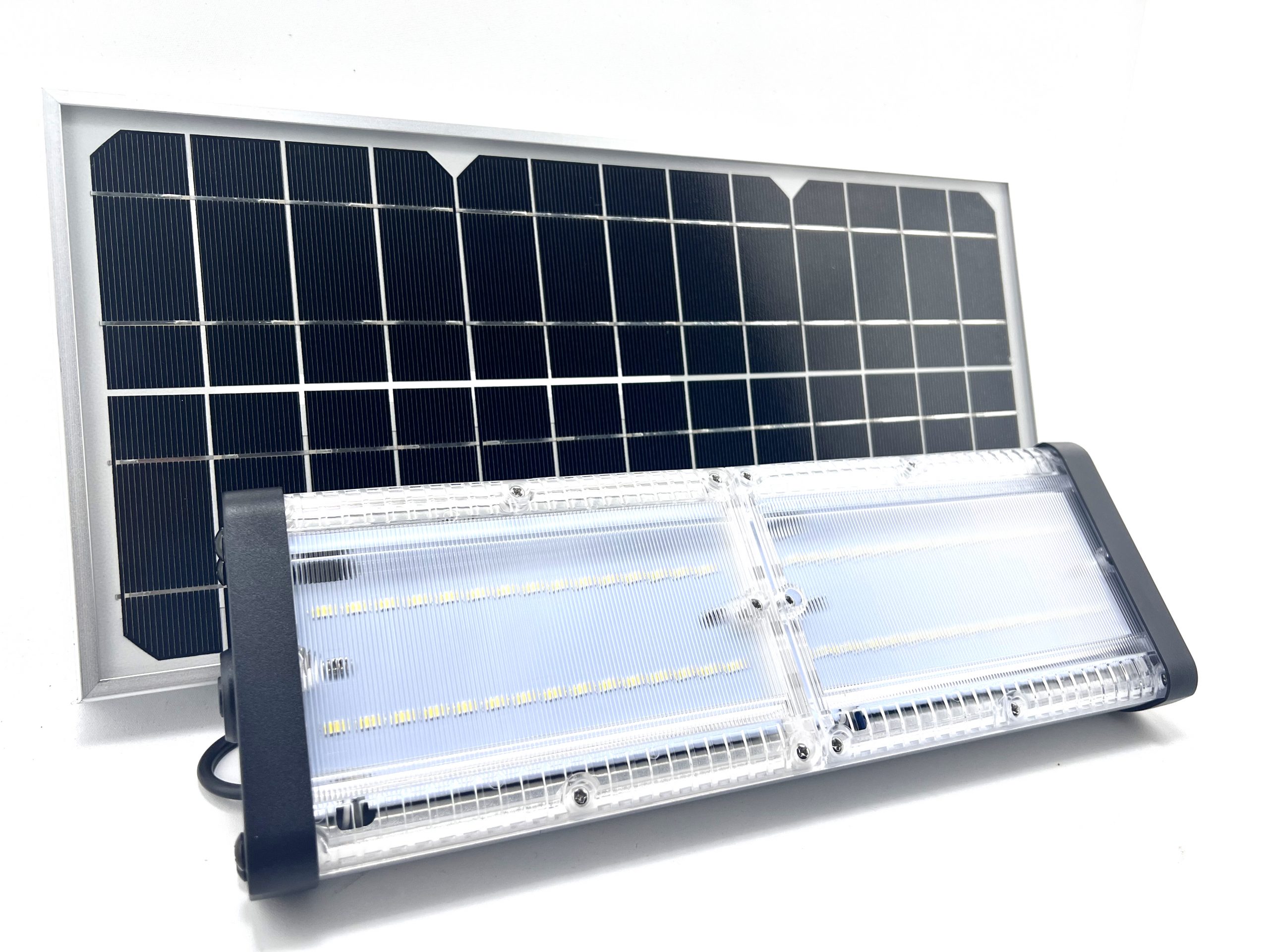 Lampa Solara De Exterior LED, ©, 6000 Lumens, Echivalent 600W incandescent, 60 led-uri, IP65, cu 3 moduri smart de operare, telecomanda si panou solar detasat prin cablu (4m) – Dual Color Temp 3000 K & 5700 K - foto 8