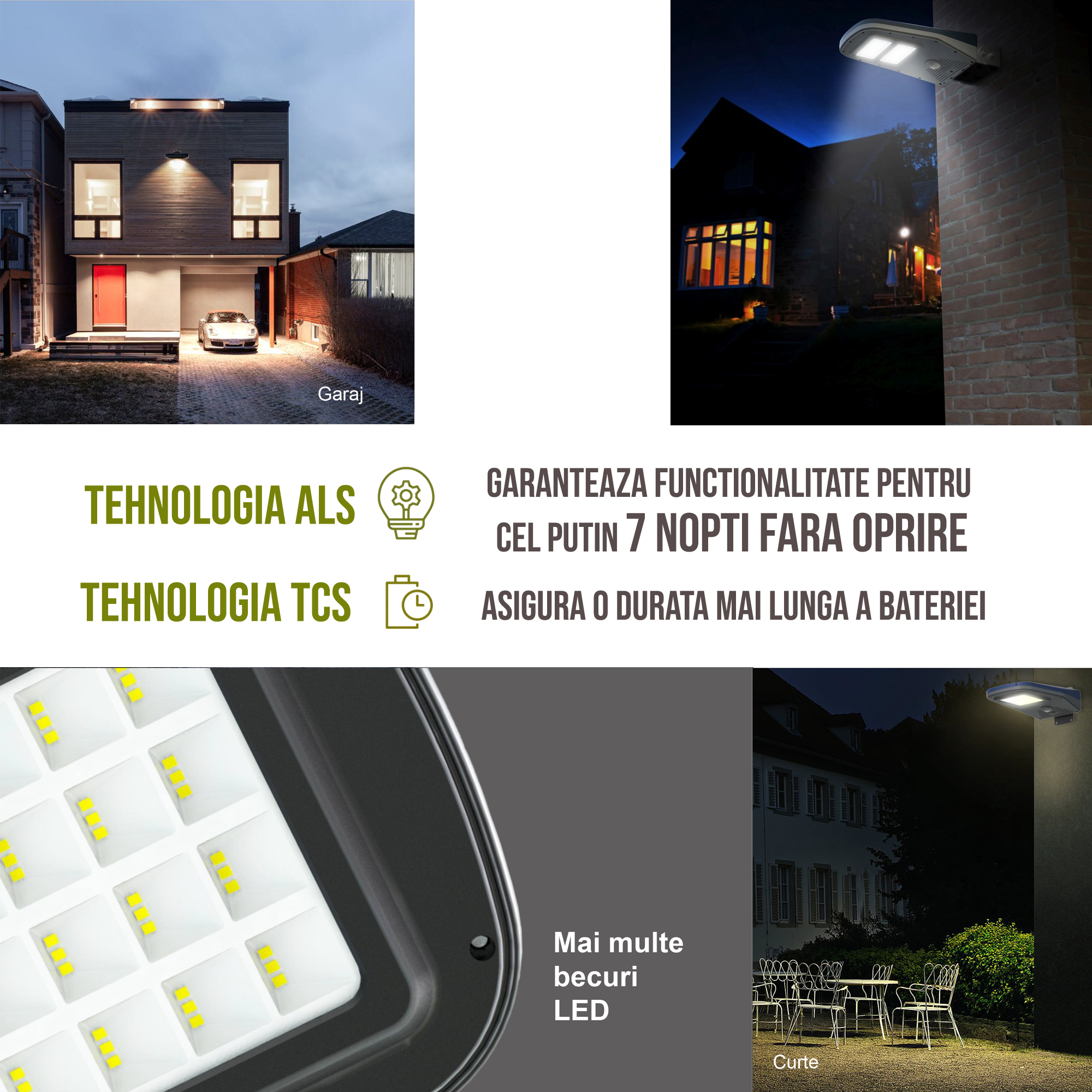 Lampa Solara LED De Exterior Pentru Curte si Strada, 2000 Lumeni, 60 LED-uri OSRAM, 4 Moduri Smart De Iluminare, Telecomanda – Albastru Gri - foto 7