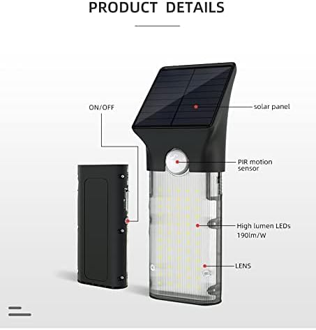 Lampa Solara LED Portabila de Exterior, Camping, 1000 lumeni, 2 moduri de operare, senzori de luminozitate si miscare - foto 8