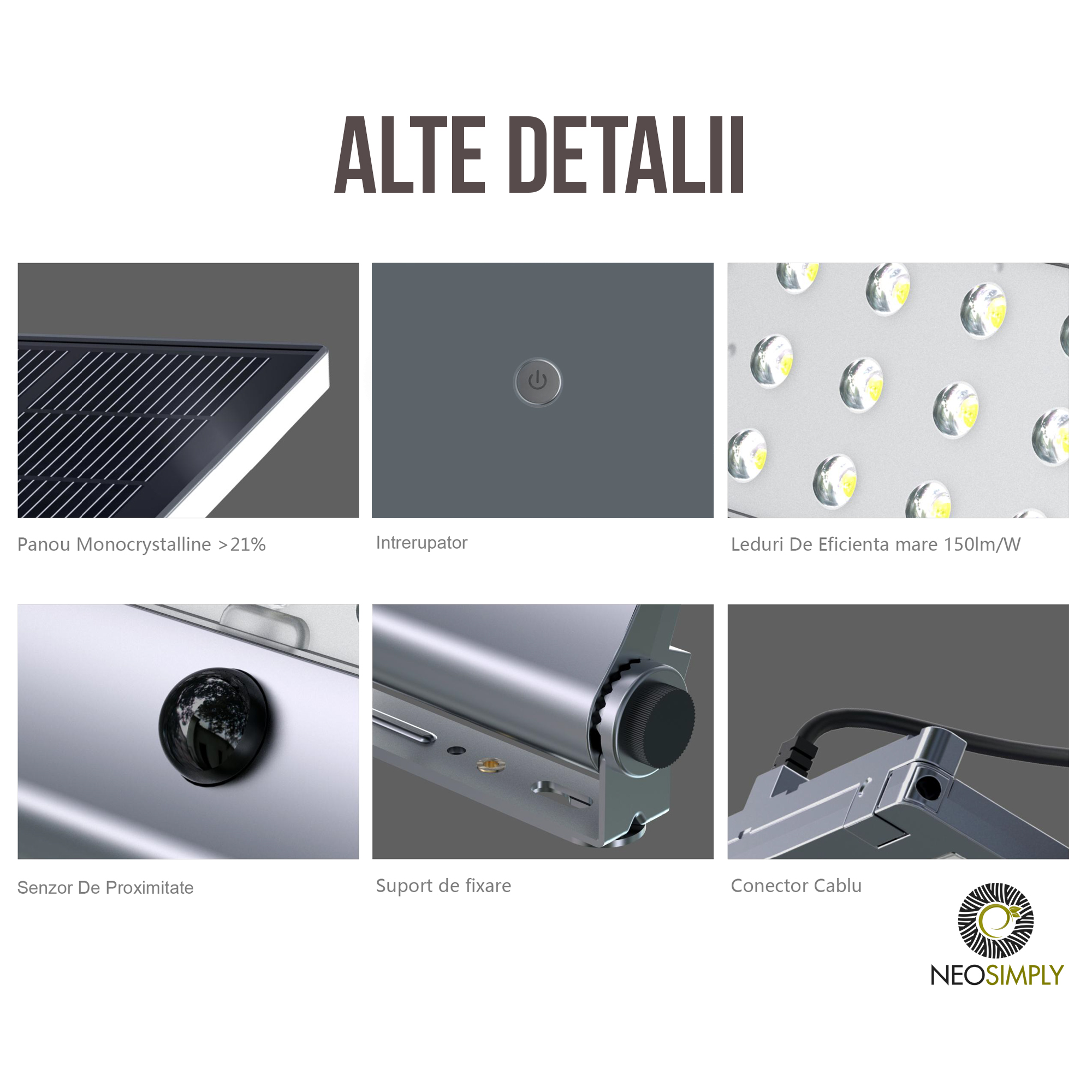 Lampa Solara LED Portabila de Exterior, Camping, 1000 lumeni, 21 OSRAM LEDs, 4 Moduri de utilizare, cu senzor de proximitate si panou solar detasabil prin cablu de 4 Metri – Gri Antracit - foto 13