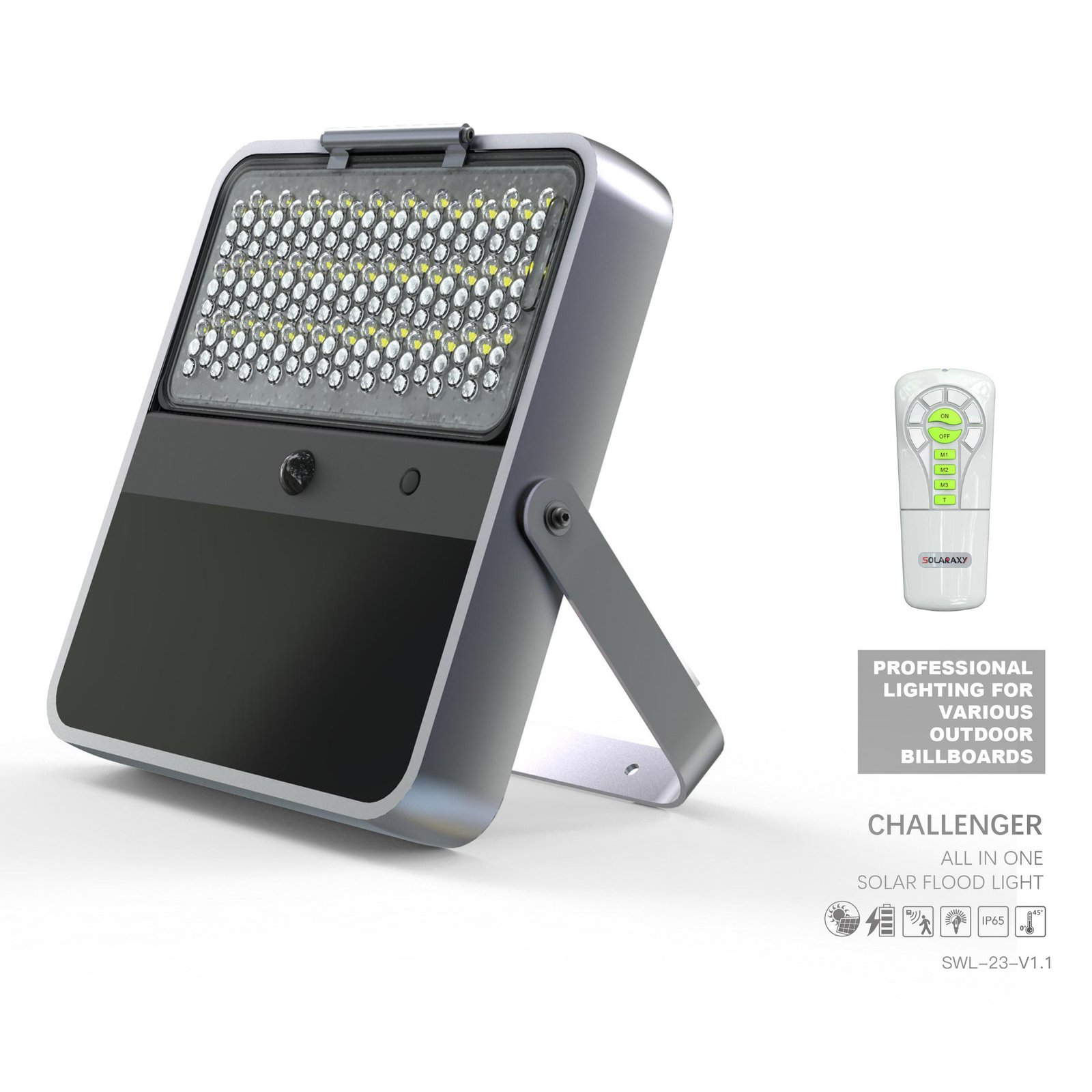 Lampa Solara LED Portabila de Exterior, Camping, 1500 lumeni, cu senzori de luminozitate si miscare, Grey - foto 3