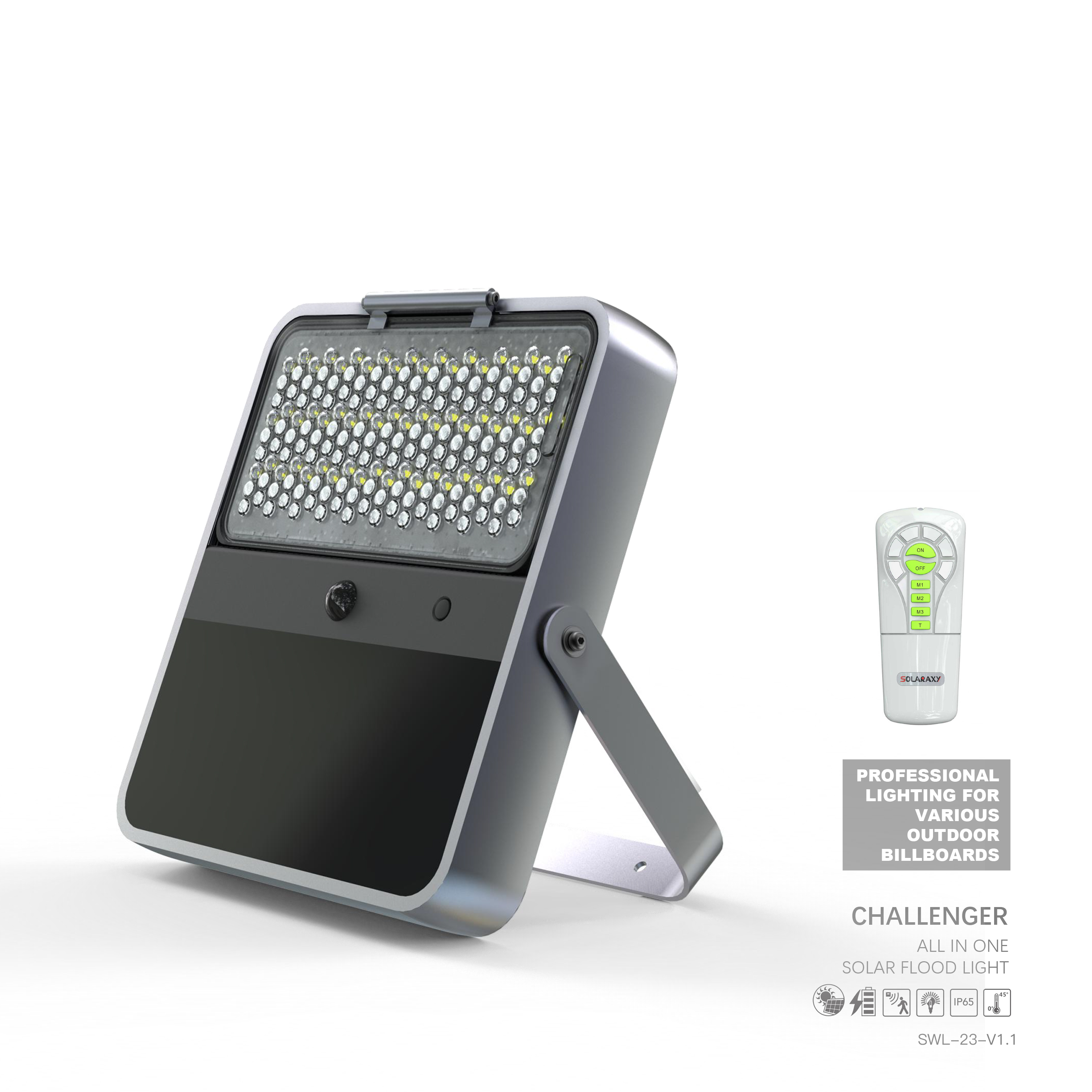 Lampa Solara LED Portabila de Exterior, Camping, 1500 lumeni, cu senzori de luminozitate si miscare, Grey - foto 7
