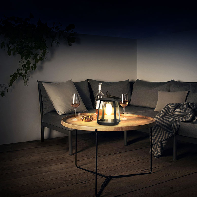 Lampa Solara LED Portabila de Exterior pentru curte, gradina, terasa, Camping, 350 lumeni, 4 Moduri de utilizare, Black - foto 11