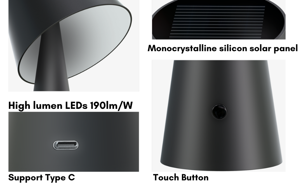 Lampa Solara LED Portabila si Reincarcabila de Interior Exterior, 500 lumeni, 4 Moduri de utilizare, panou solar, Black - foto 7