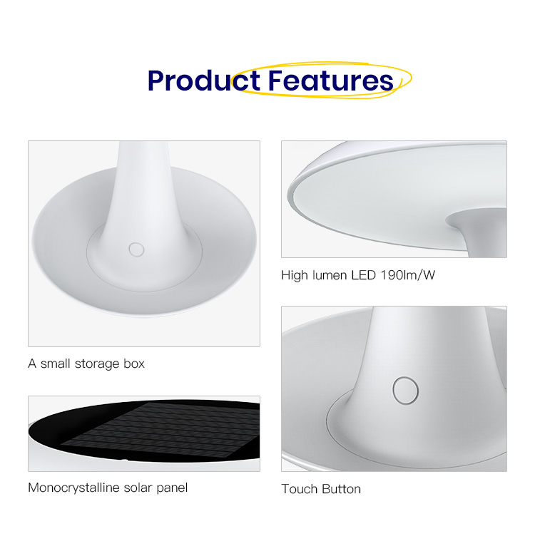 Lampa Solara LED Portabila si Reincarcabila de Interior Exterior, Hat 500 lumeni, 4 Moduri de utilizare, panou solar, White - foto 7