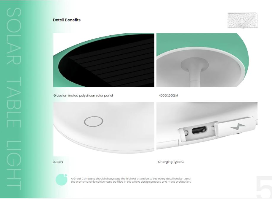 Lampa Solara LED Portabila si Reincarcabila de Interior Exterior, Mushroom 500 lumeni, 4 Moduri de utilizare, panou solar, Green - foto 10