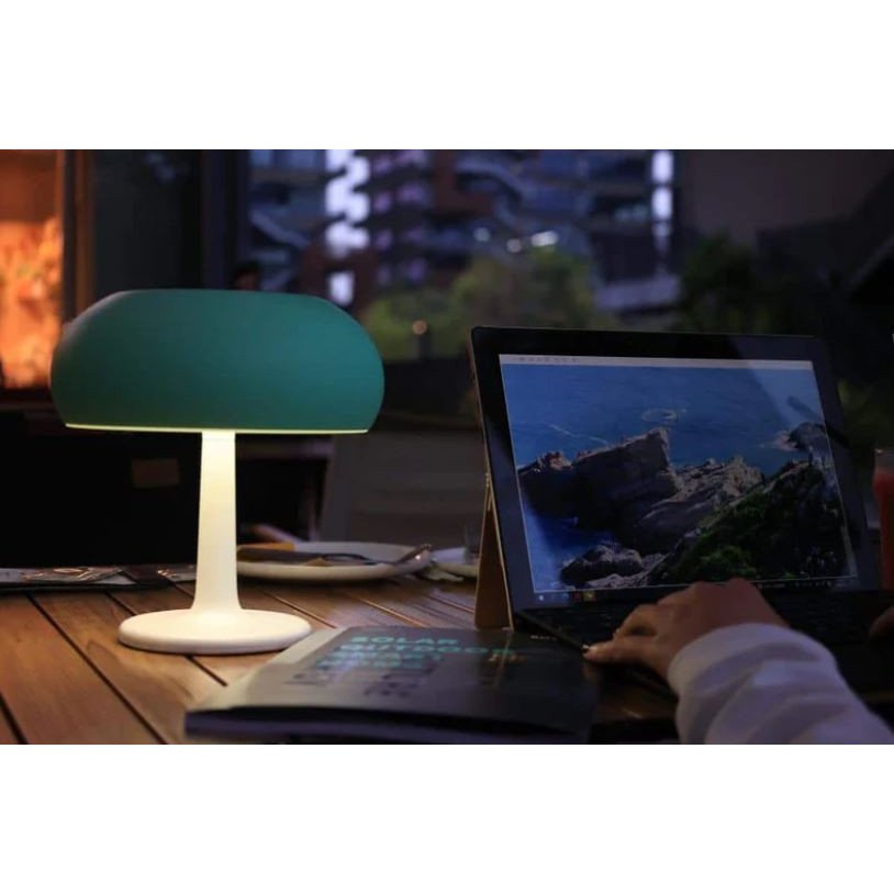 Lampa Solara LED Portabila si Reincarcabila de Interior Exterior, Mushroom 500 lumeni, 4 Moduri de utilizare, panou solar, Green - foto 4
