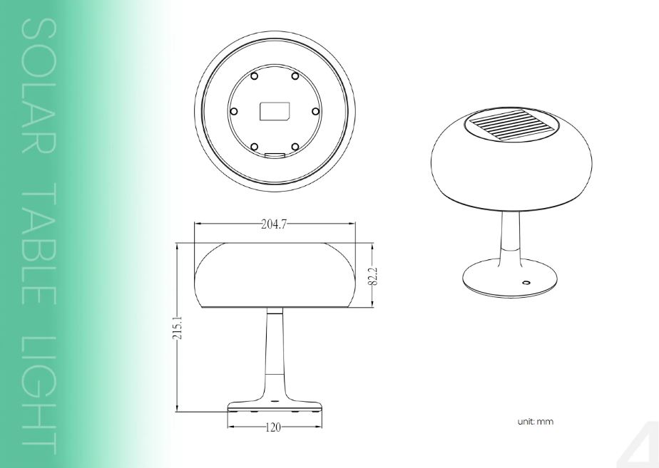 Lampa Solara LED Portabila si Reincarcabila de Interior Exterior, Mushroom 500 lumeni, 4 Moduri de utilizare, panou solar, Green - foto 9