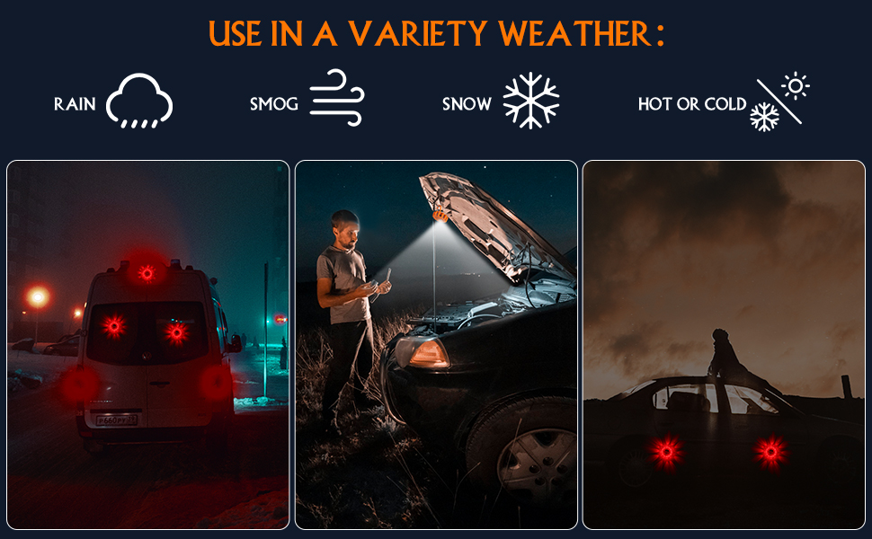 Lumina de avertizare pentru drumuri cu LED-uri cu baza magnetica si carlig, pentru masina, camion, bicicleta vehicule RV – LIGHT Orange - foto 8