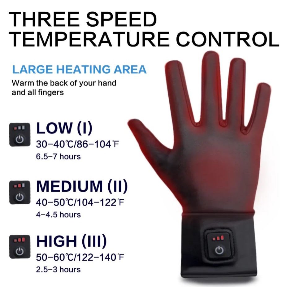Manusi cu incalzire, baterii de 7.2 V, ideale pentru ski, hiking, bicicleta purtate ca undergloves sub manusile de iarna, marime XL - foto 5