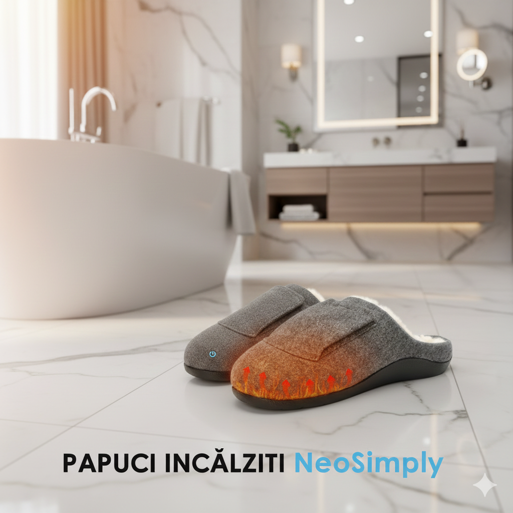Papuci de Casa Incalziti Electric 3 Trepte de Incalzire, Baterie Reincarcabila 3400 mAh, Talpa Antiderapanta. Masura M - foto 3