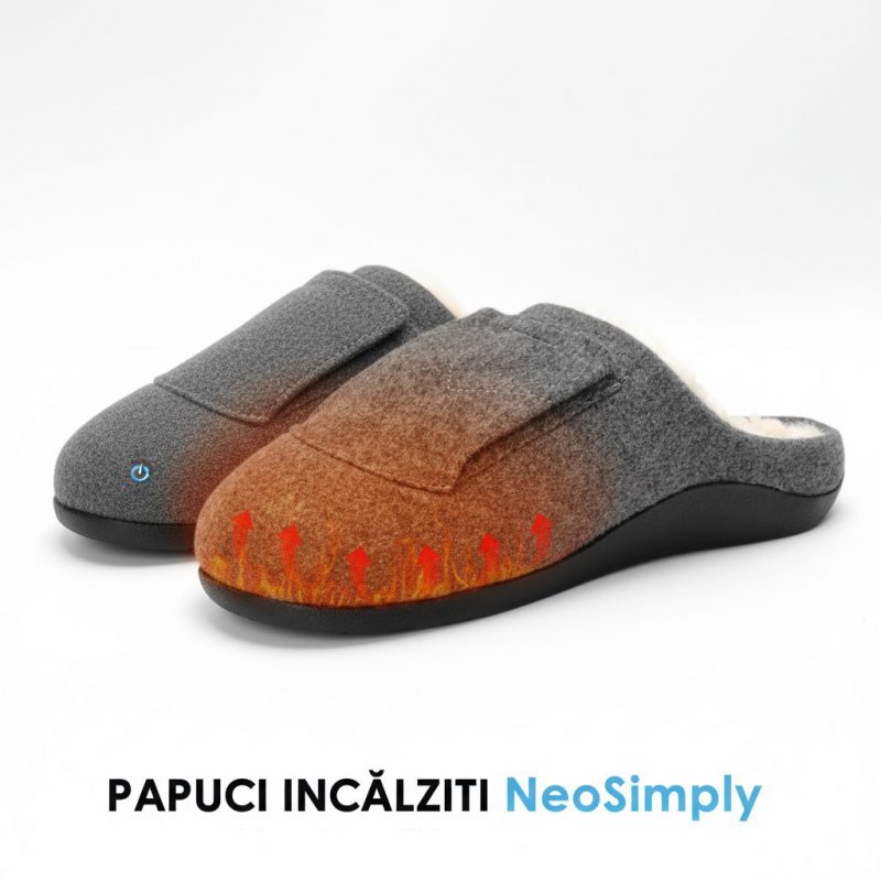 Papuci de Casa incalziti electric 3 trepte de incalzire, talpa antiderapanta, marimea L, set - foto 1