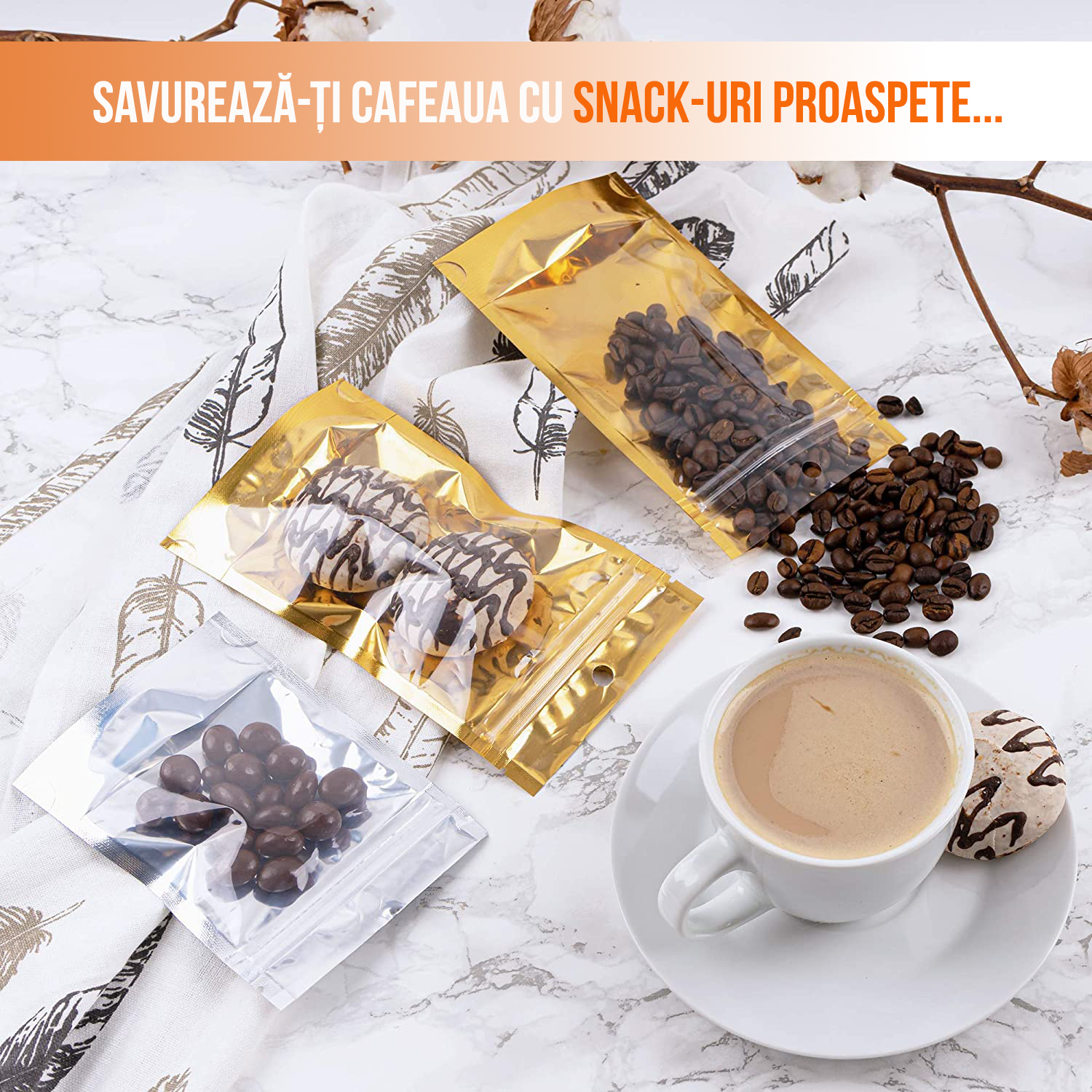 Set 100+10 Pungi bucatarie Mylar, stand-up, resigilabile cu fermoar ziplock si o parte transparenta, aluminiu, 13×9 cm + 10 Pungi 18×10 cm - foto 11