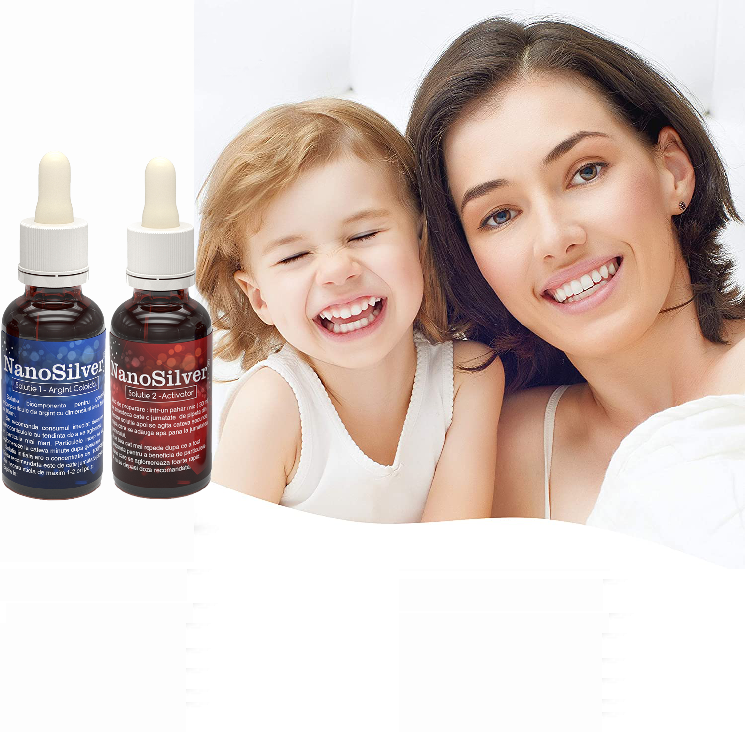 Set 2 Sticlute de Argint Coloidal Bicomponent pentru 60 de Portii, NanoSilver Imun 110 PPM cu particule nano, 2×50 ml - foto 9