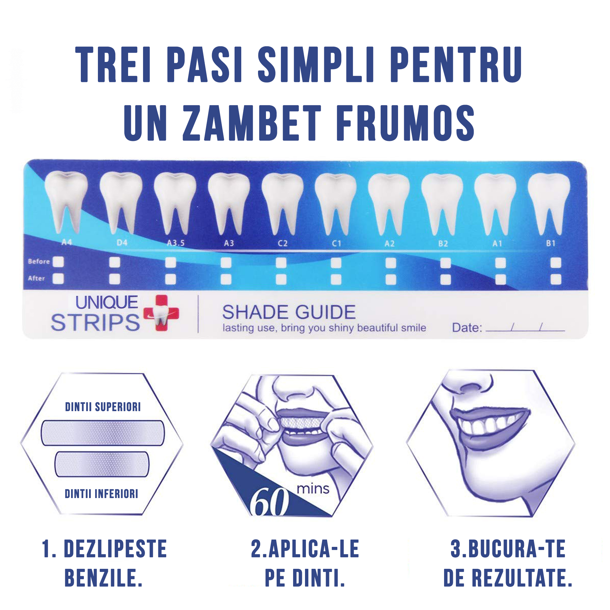 Set Benzi pentru albirea dintilor, Fara peroxid, 14 plicuri, 65 g - foto 7