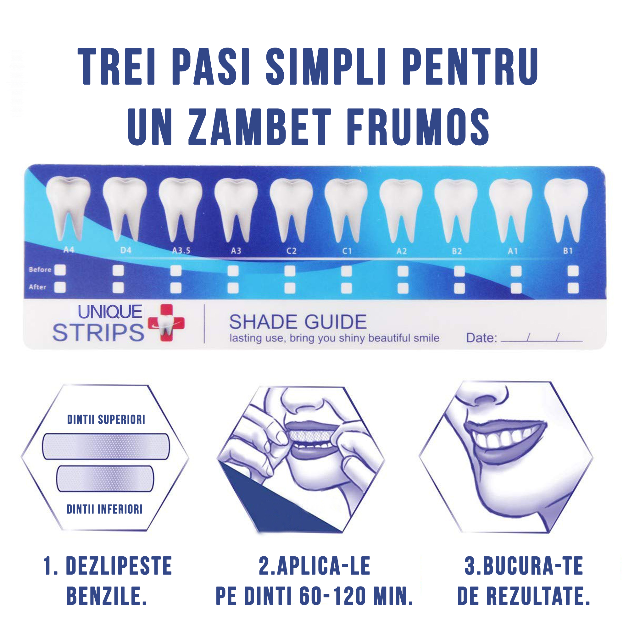Set Benzi pentru albirea dintilor, fara peroxid cu ulei de cocos, 14 plicuri, 65 g - foto 9