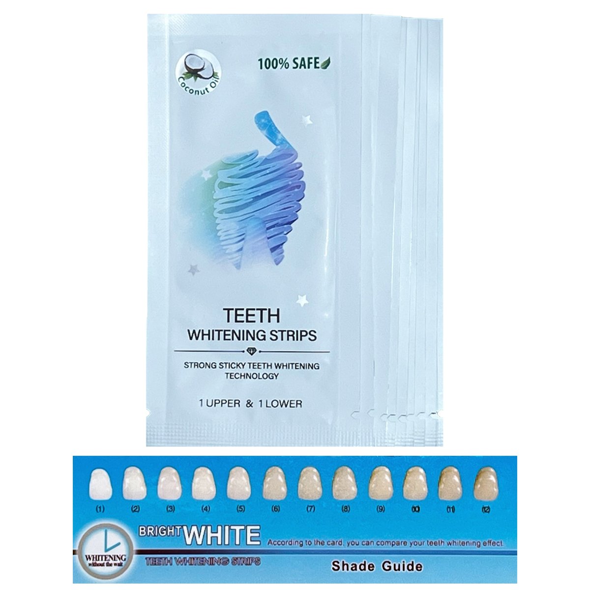 Set Benzi pentru albirea dintilor, fara peroxid de hidrogen si ulei de cocos, 14 plicuri, 28 strips 65 g - foto 2