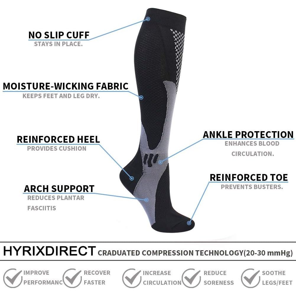 Sosete Compresie Copper Fit, fara miros, pentru circulatie, compresie graduala, marime 35-37, Negre, S/M - foto 5