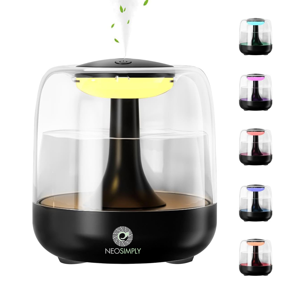 Umidificator de aer cu difuzor aromaterapie cu lumini LED, Portabil, USB, Rezervor 650ml, 2 moduri de functionare, Lumini de noapte, Umidificator camera si masina auto, black - foto 2